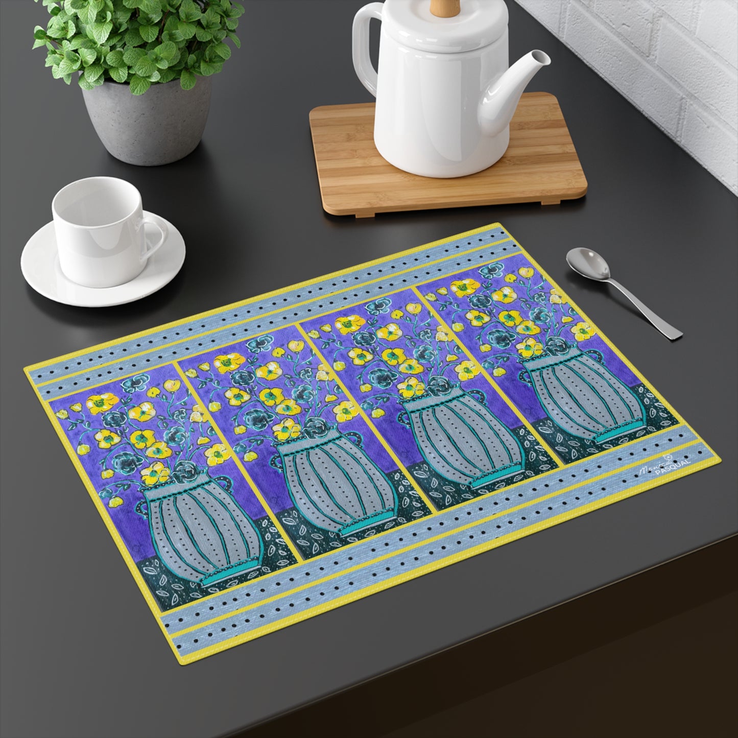 Cotton Placemat - Lavender Vase