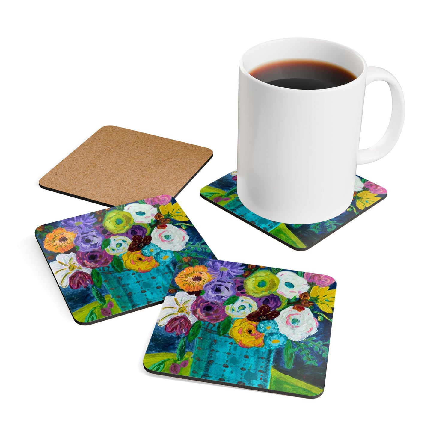 Corkwood Coaster Set - Springtime Blooms