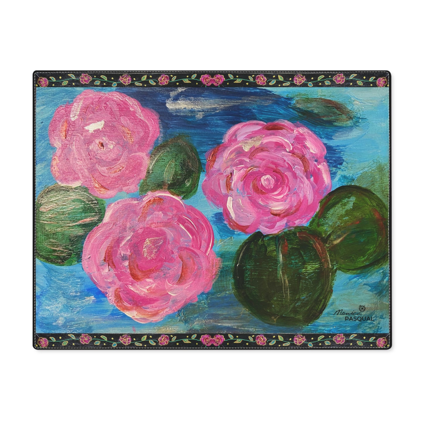 Cotton Placemat,  Pink Waterlilies