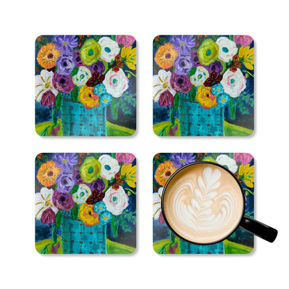 Corkwood Coaster Set - Springtime Blooms