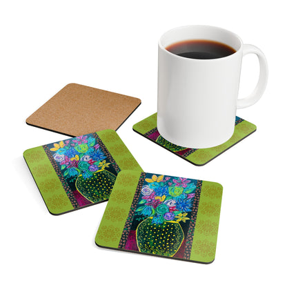 Corkwood Coaster Set - Spring Green by "Monica in the Garden"