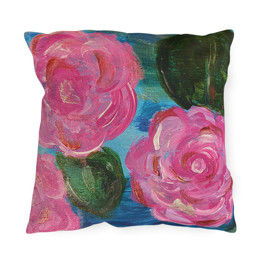 Outdoor Pillows - Pink Flowers and Birdie