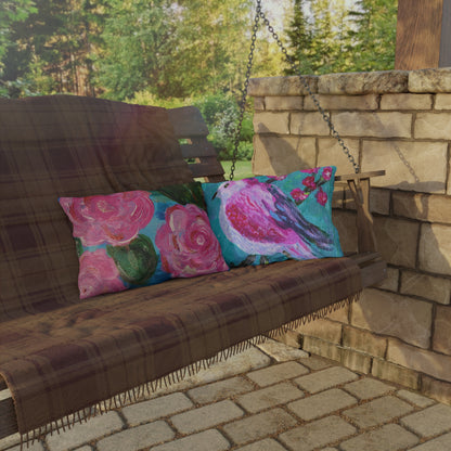 Outdoor Pillows - Pink Flowers and Birdie