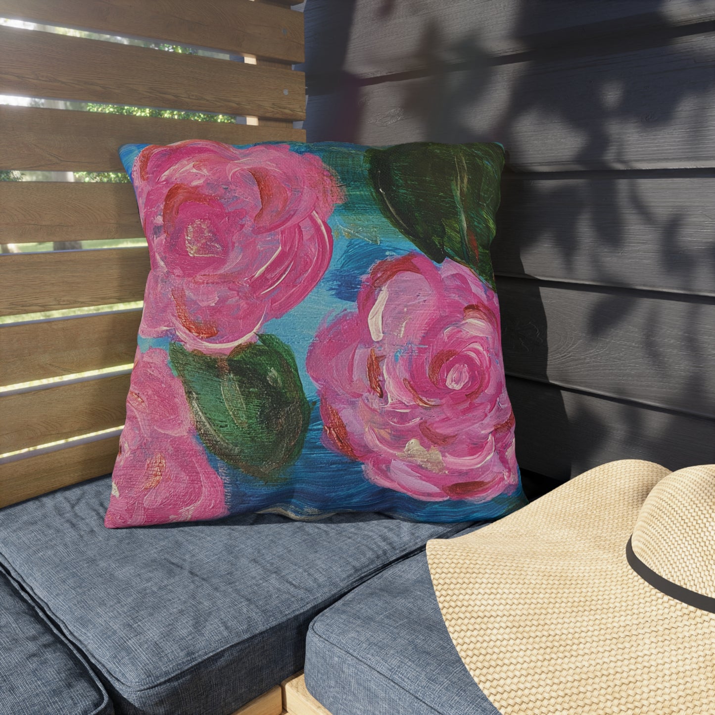 Outdoor Pillows - Pink Flowers and Birdie