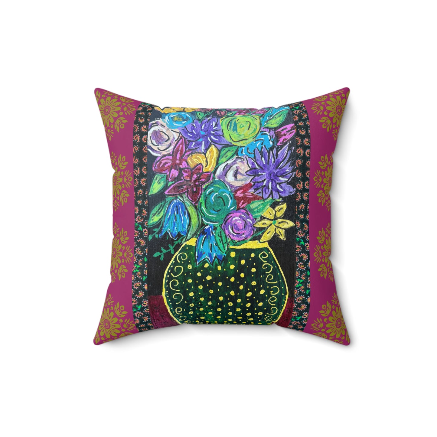 Decorative Pillow - Black vase and blooms