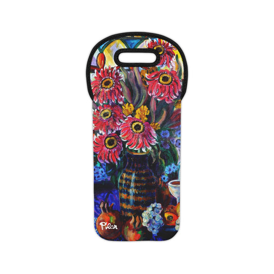 Wine Tote Bag - Kitchen Zinnias