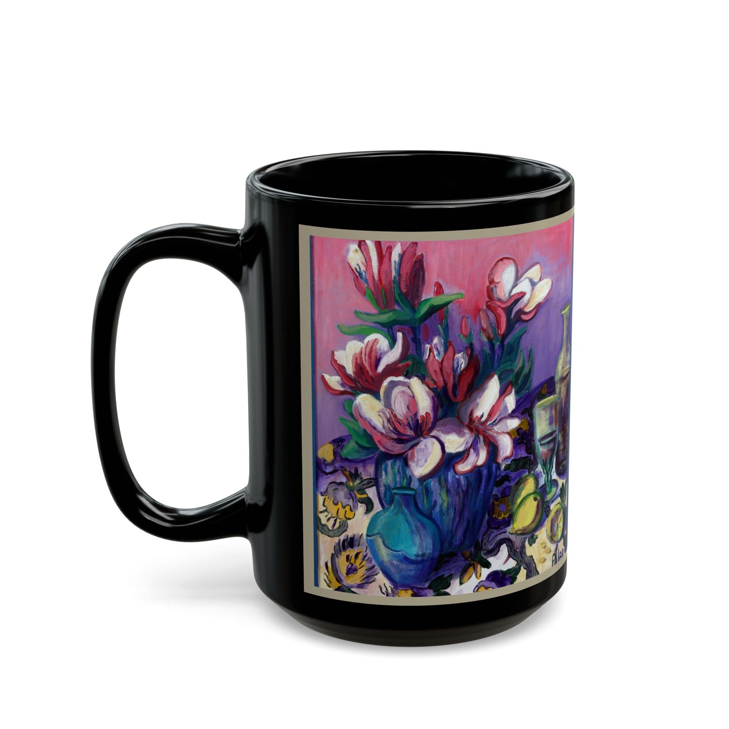 Ceramic Mug, Pink and White Magnolias