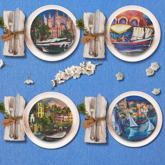 Party Plates  -  "Seascapes" by Pilar,  Set of 4