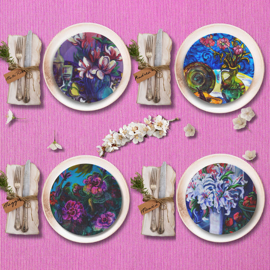 Party Plates  - "Flowers" by Pilar, Set of 4