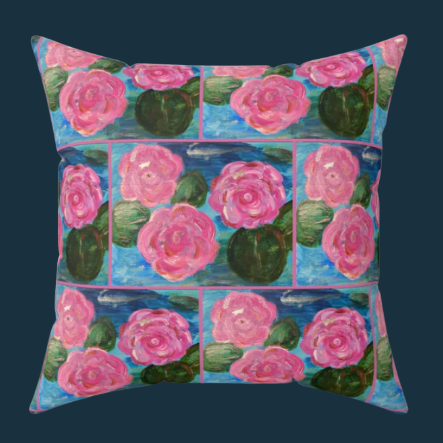 Decorative Pillow - Pink Waterlilies