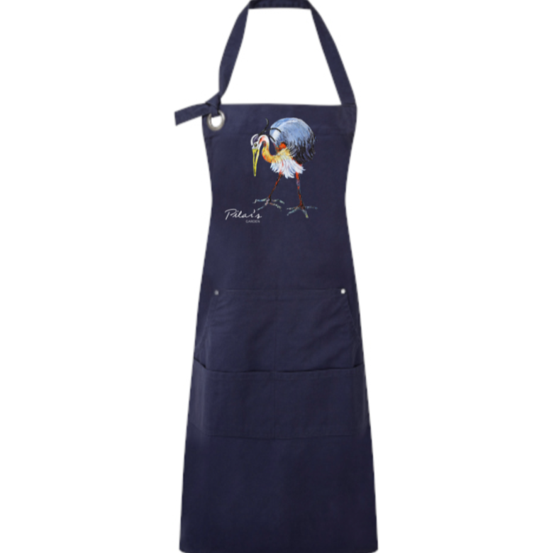 Aprons - Blue with "Damoiselle Heron" Design