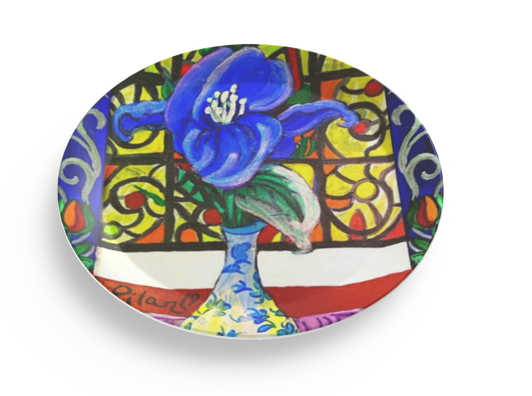 Melamine Plates - Blue Magnolia and Stained Glass