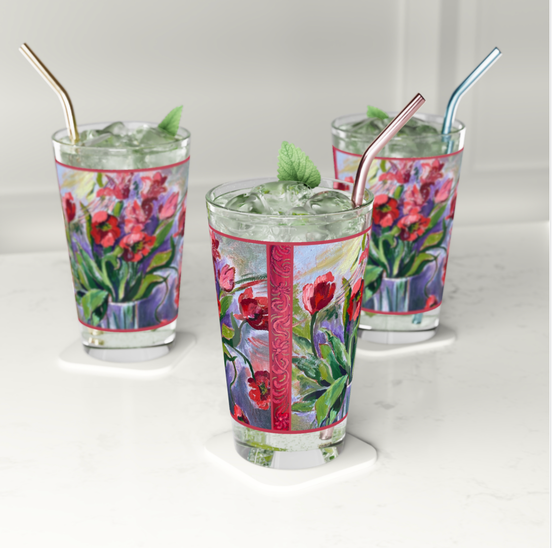 Pint/Cocktail Glasses - Poppy Party