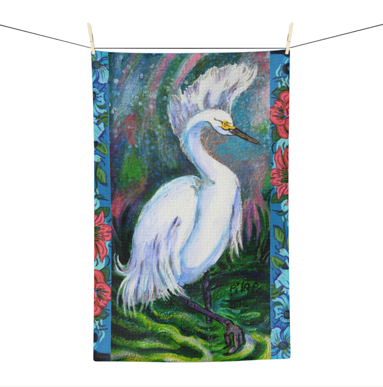 Cotton Tea Towel - Snowy Egret