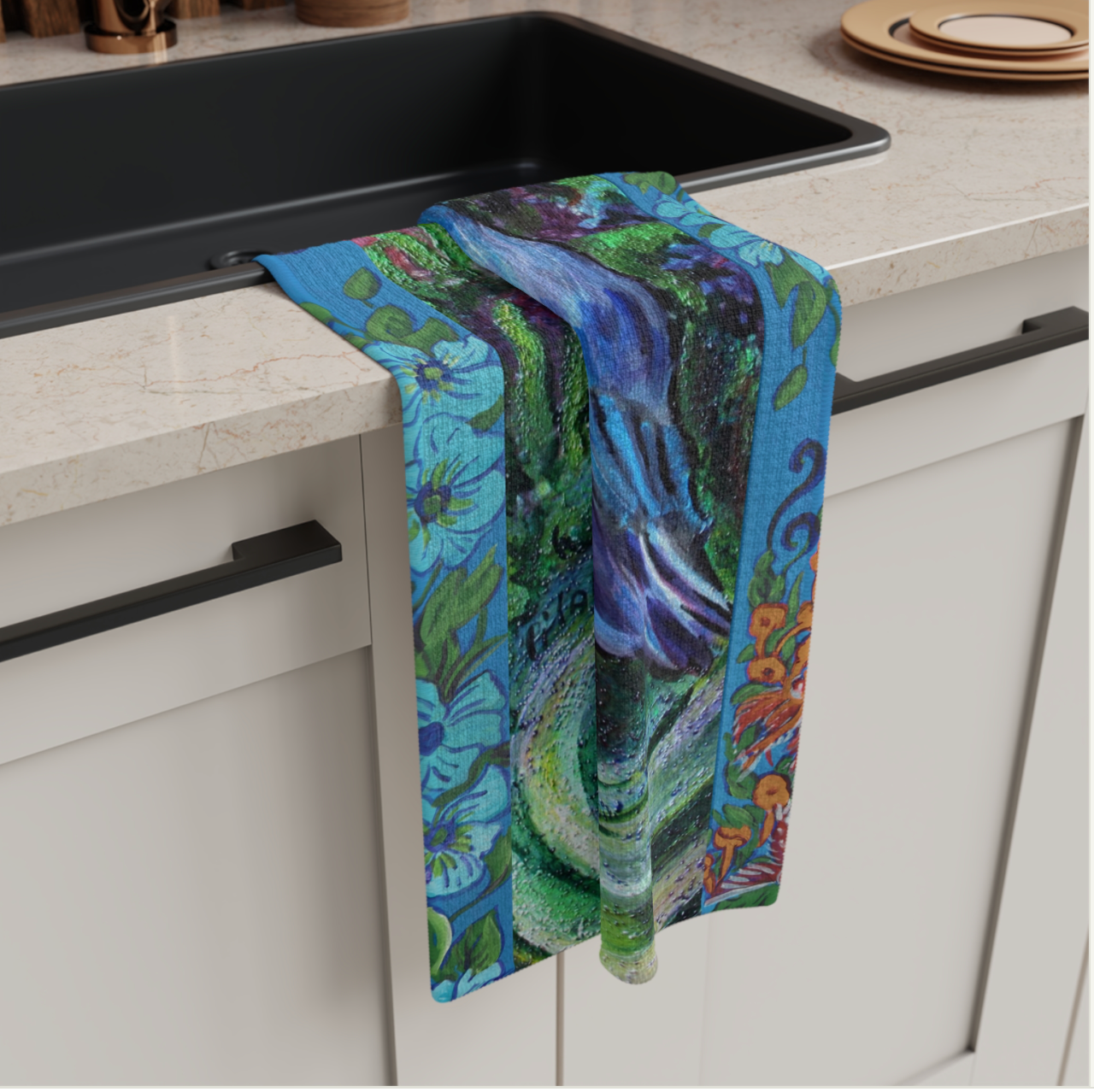 Cotton Tea Towel - Blue Heron