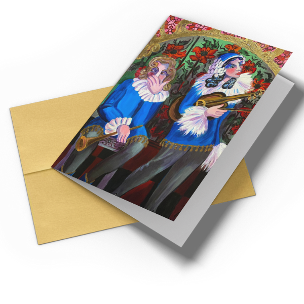 Greeting Card, "The Troubadours" From Comedia Dell'Arte Series