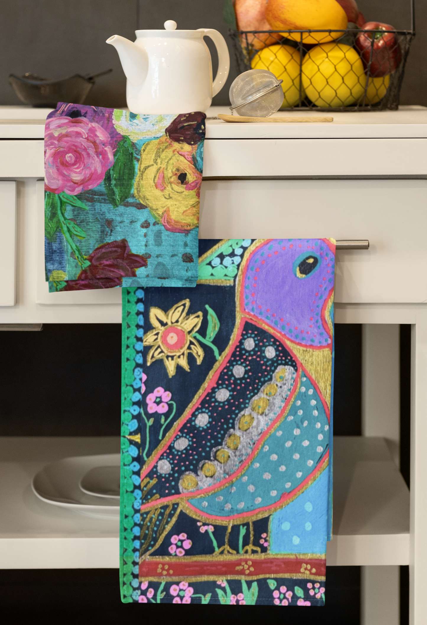 Cotton Tea Towel - Birdhouse