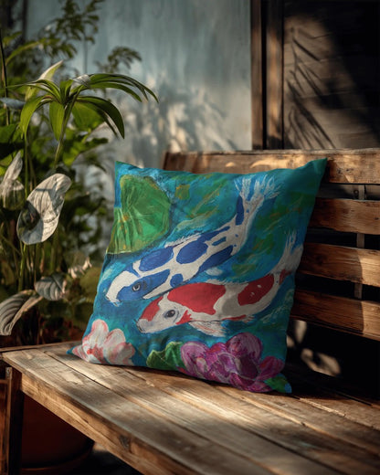 Outdoor Pillows - Coi Fish and Lilies