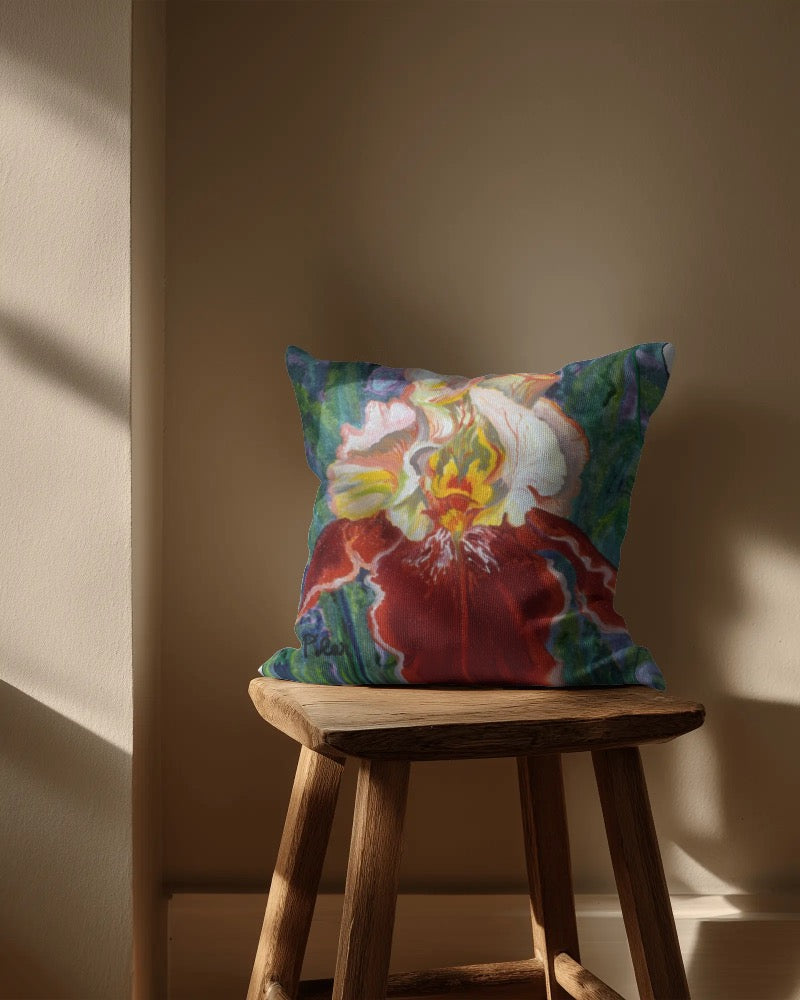 Decorative Pillow - Red and Yellow Iris