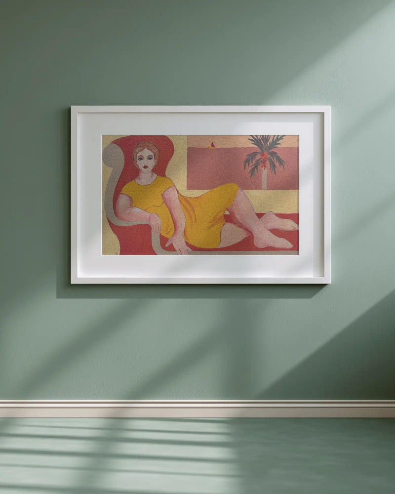 Fine Art Print - Reclining Woman with Palm Tree, Pilar Pobil