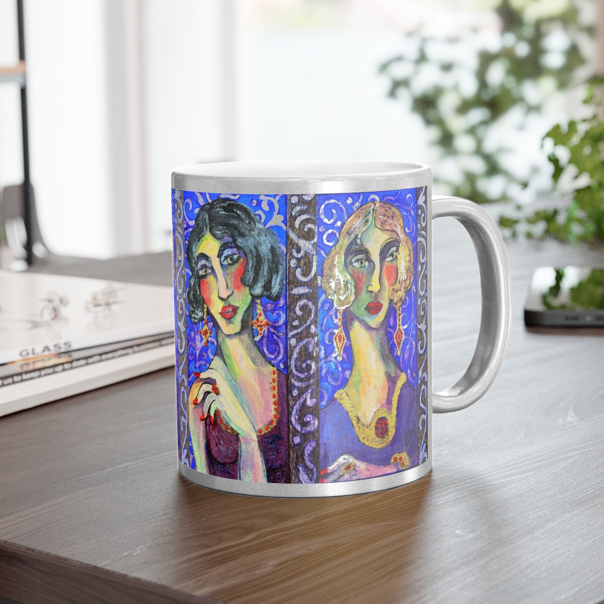 Metallic Mug Bathed in Silver or Gold "Les Parisiennes"