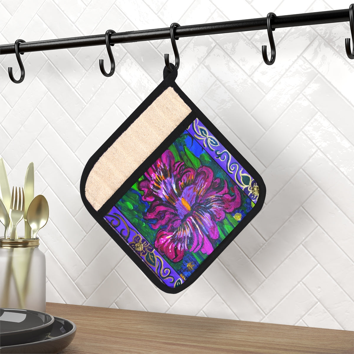 Pot Holder with Pocket - Purple Prince