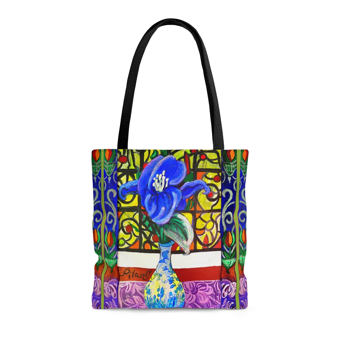 Tote Bag - Blue Magnolia and Stained Glass