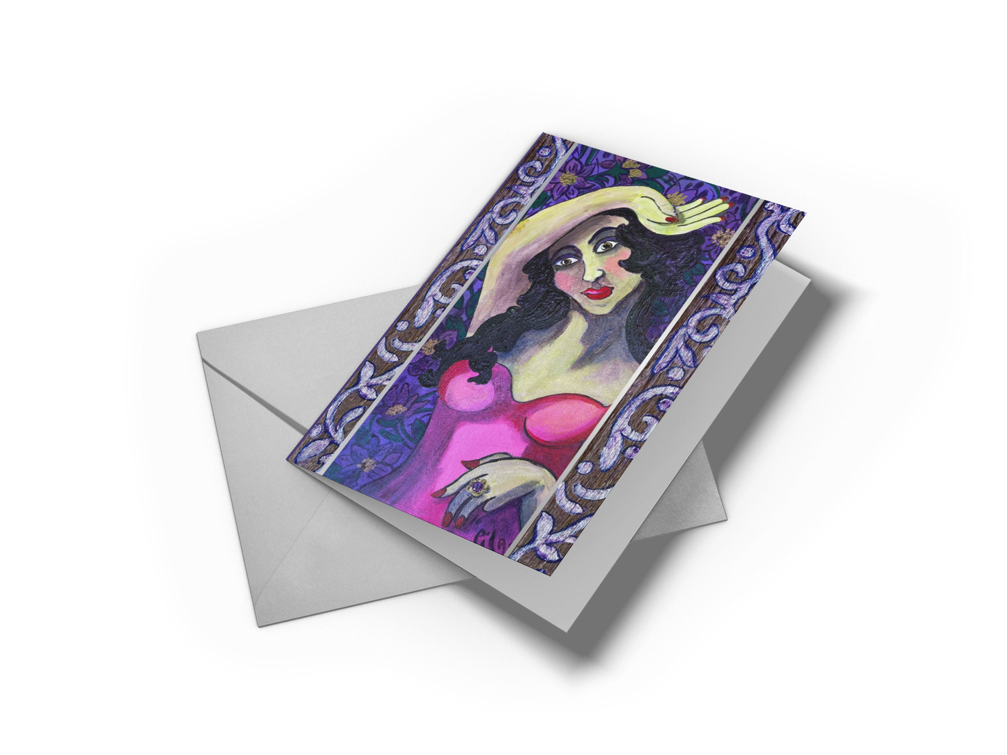 Greeting Card - "Violetta" From "Les Parisiennes" Series
